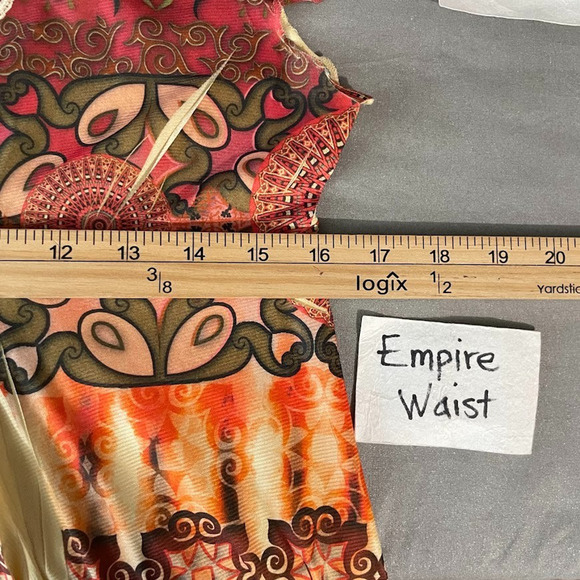 One World Sz Small Y2K Hippie Boho Fairy Sublimation Babydoll Tunic Top Mori Kei - Picture 11 of 12